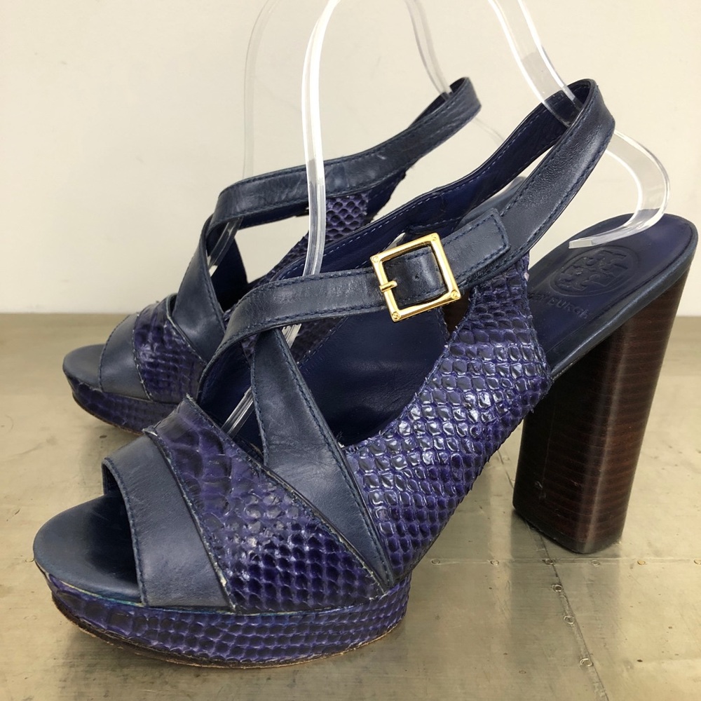 Tory Burch Deidre Snake Embossed Platform Sandals